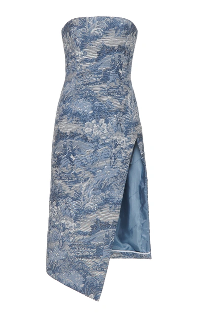 Shop Off-white Tapestry Bustier Dress In Blue