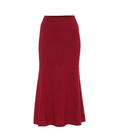 Shop Victoria Beckham Wool-blend Midi Skirt In Red