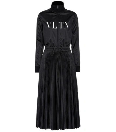 Shop Valentino Jersey Midi Dress In Black