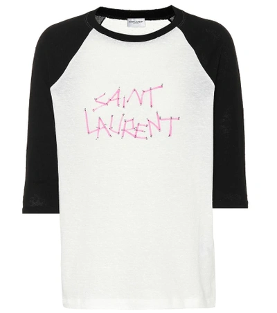 Shop Saint Laurent Cotton Logo Shirt In White
