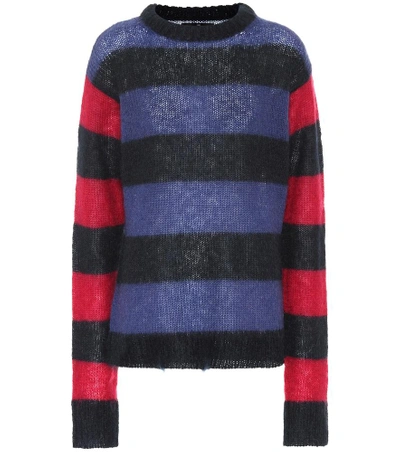 Shop Rokh Striped Mohair-blend Sweater In Blue