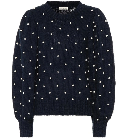 Shop Ulla Johnson Adalene Polka-dot Cotton Sweater In Blue