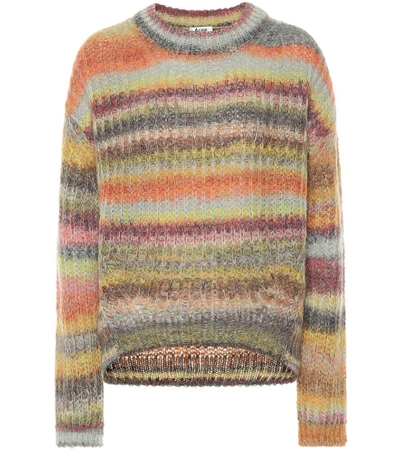 Shop Acne Studios Striped Mohair-blend Sweater In Multicoloured