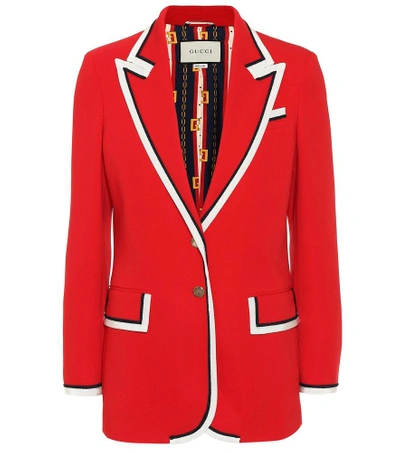 Shop Gucci Stretch Cady Blazer In Red