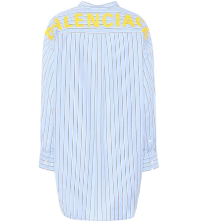 Shop Balenciaga Swing Striped Cotton Shirt In Blue