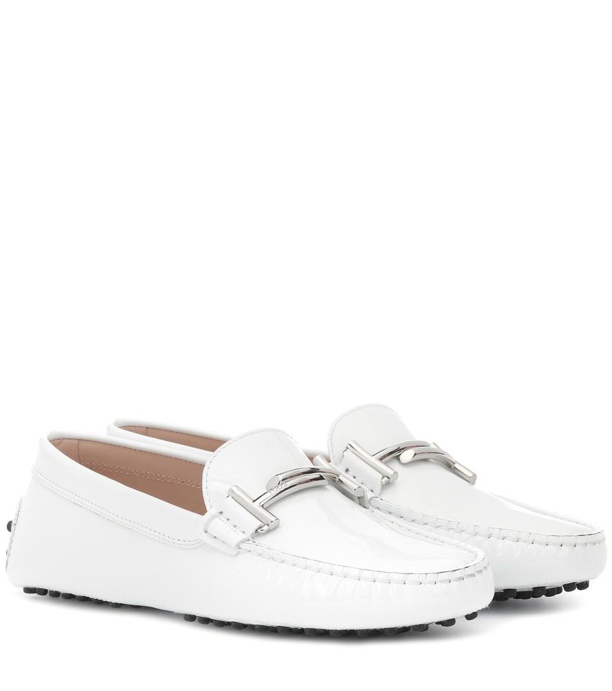 white patent leather loafers