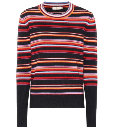Shop Tory Burch Kit Striped Cashmere-blend Sweater In Multicoloured