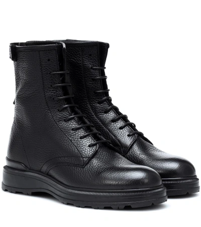 Shop Woolrich Leather Lace-up Boots In Black