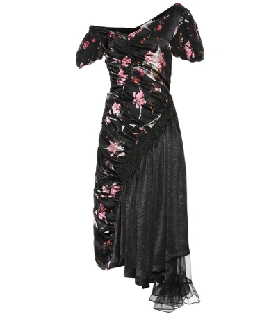 Shop Preen By Thornton Bregazzi Floral Silk Dress In Black