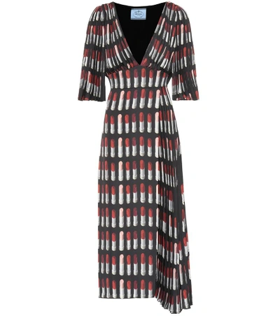 Shop Prada Lipstick Crêpe Dress In Red