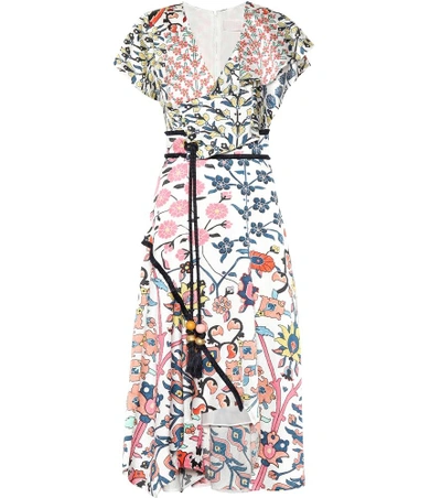 Shop Peter Pilotto Floral-printed Stretch Silk Dress In Multicoloured