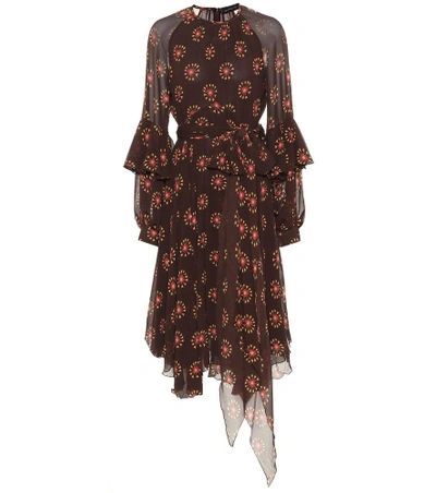 Shop Etro Leya Silk Georgette Dress In Brown