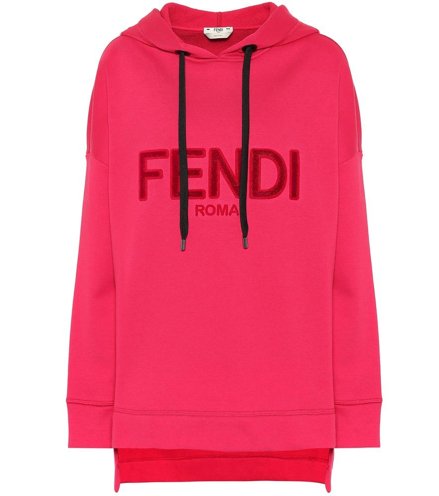 Fendi Logo Cotton-blend Hoodie In Red 