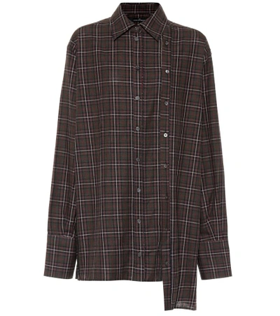 Shop Rokh Checked Cotton Shirt In Green