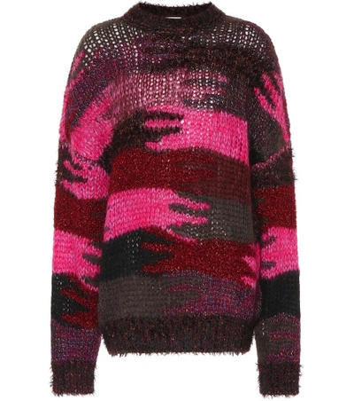Shop Saint Laurent Camouflage Wool-blend Sweater In Pink