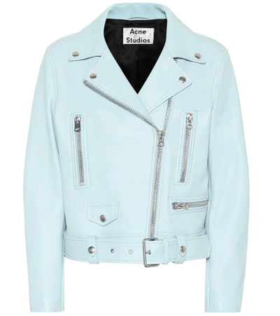 Shop Acne Studios Mock Leather Jacket In Blue