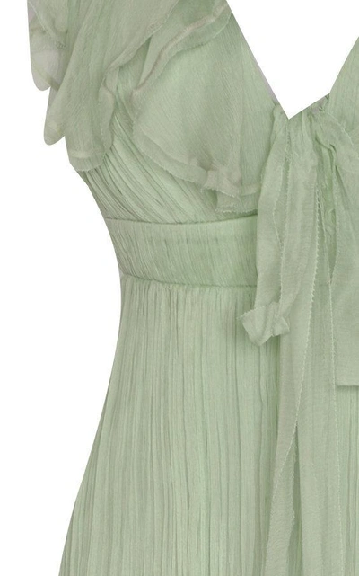 Shop Maria Lucia Hohan Zelda Silk Mousseline Dress In Green