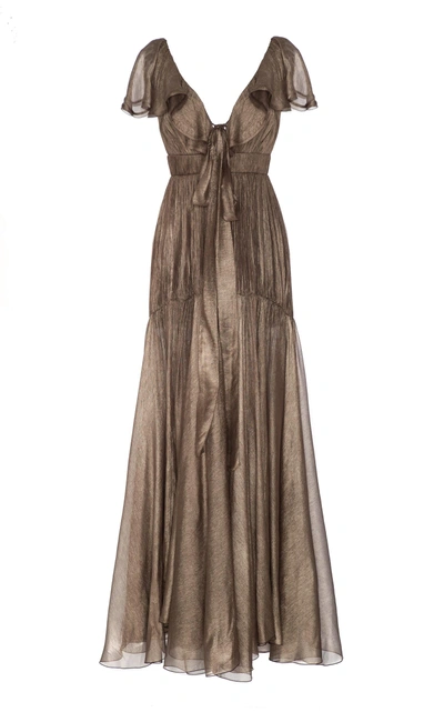 Shop Maria Lucia Hohan Zelda Silk Mousseline Dress In Grey