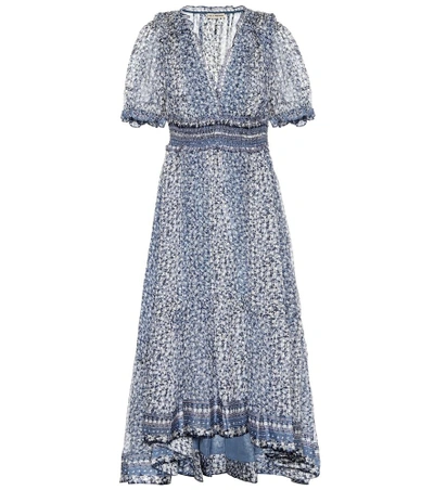 Shop Ulla Johnson Evania Printed Silk Dress In Blue