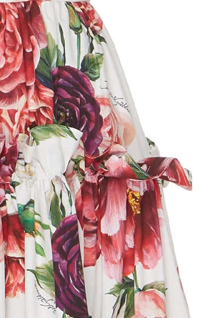 Shop Dolce & Gabbana Off-the-shoulder Peony-print Midi Dress In Floral