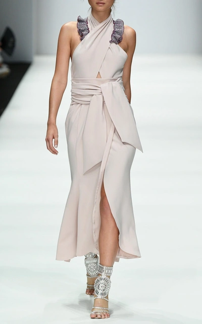 Shop Lana Mueller Alemee Frill Midi Dress In Neutral