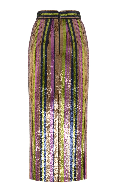 Shop Rasario Sequin Midi Skirt In Metallic