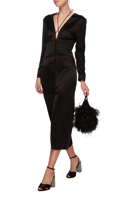 Shop Markarian Gemini Satin Dress In Black