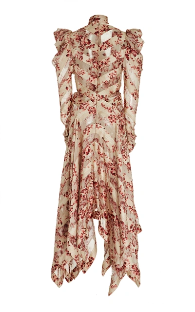Shop Zimmermann Unbridled Chevron Silk Dress In Floral