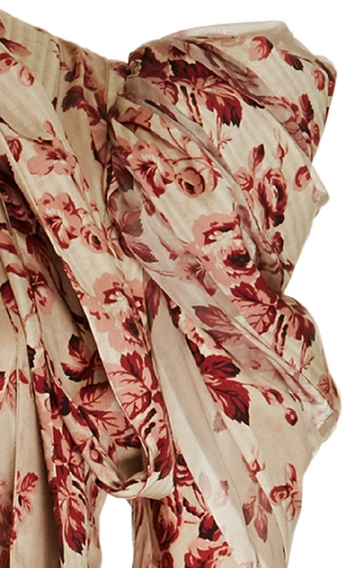 Shop Zimmermann Unbridled Chevron Silk Dress In Floral