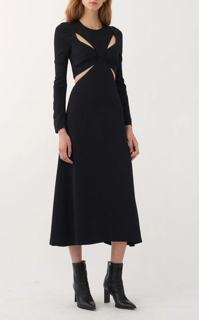 Shop Dion Lee Tessellate Long Sleeve Cady Dress In Black