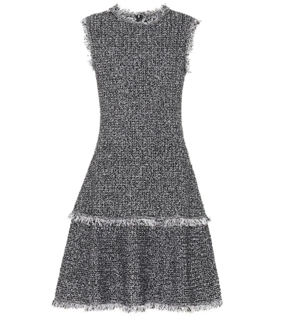 Shop Oscar De La Renta Bouclé Wool-blend Dress In Black
