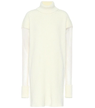 Shop Maison Margiela Wool-blend Sweater Dress In White