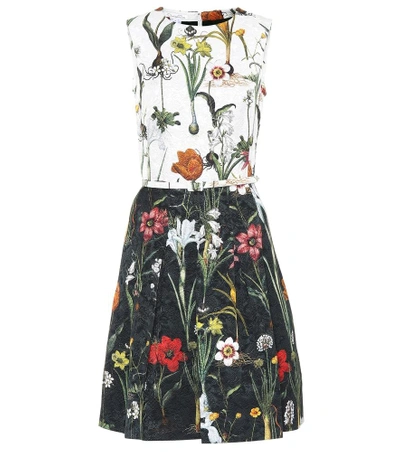 Shop Oscar De La Renta Floral Cloqué Dress In Multicoloured