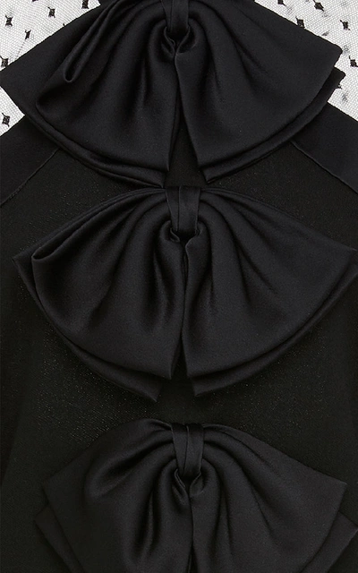 Shop Givenchy Bow-embellished Tulle-paneled Wool-crepe  Mini Dress In Black