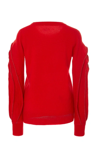 Shop Madeleine Thompson Vagli Ruffled Cashmere Sweater In Red