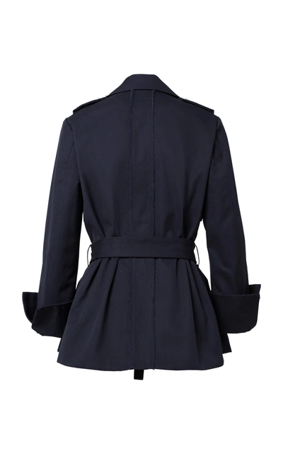 Shop Dorothee Schumacher Belted Cotton Coat In Navy