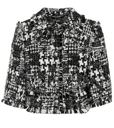 Shop Dolce & Gabbana Wool-blend Tweed Jacket In Black