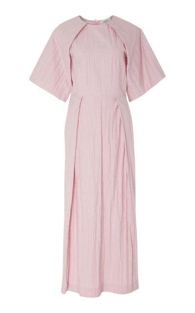 Shop Arias Short Sleeve Cotton Blend Midi Dress In Pink