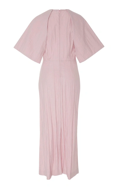 Shop Arias Short Sleeve Cotton Blend Midi Dress In Pink
