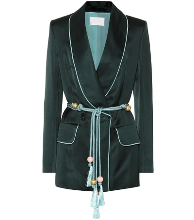 Shop Peter Pilotto Satin Blazer In Green