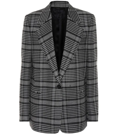 Shop Acne Studios Checked Wool-blend Blazer In Grey