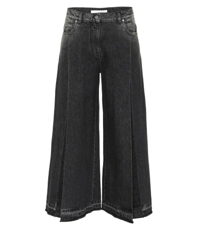 Shop Valentino Cropped Wide-leg Jeans In Black