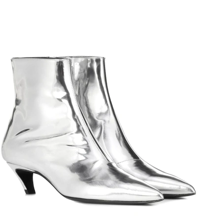 Shop Balenciaga Metallic Leather Ankle Boots In Silver