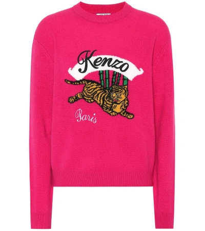 Shop Kenzo Bamboo Tiger Wool Sweater In Pink