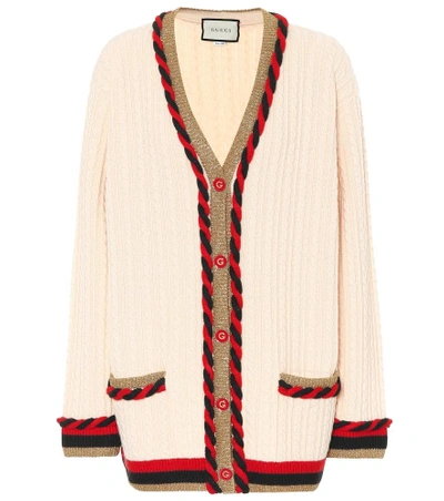 Shop Gucci Wool And Cashmere Cardigan In Beige