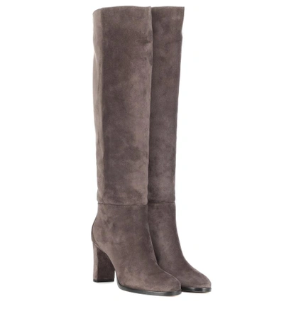 Shop Jimmy Choo Madalie 80 Suede Boots In Grey