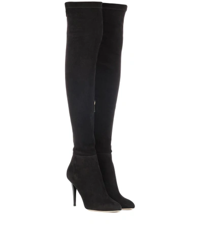 Jimmy Choo Toni 90 Stretch-suede Over-the-knee Boots In Black | ModeSens