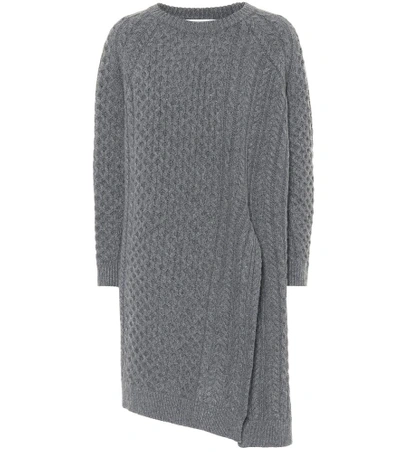 Shop Stella Mccartney Asymmetric Wool And Alpaca Sweater In Grey