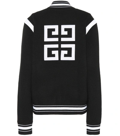 Shop Givenchy Knitted Wool Varsity Cardigan In Black