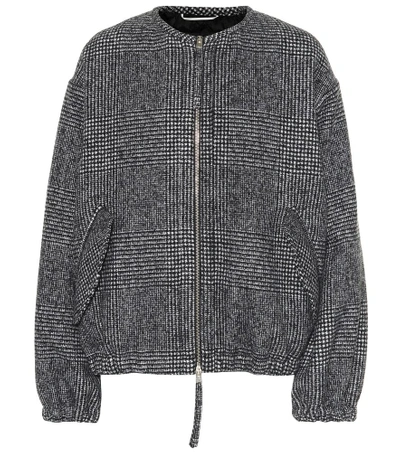 Shop Rochas Plaid Wool-blend Jacket In Black